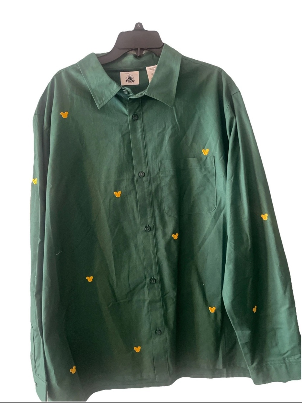 Mickey Mouse Shirt Men Green Long Sleeve Button up embroidered mouse 3xl nwt